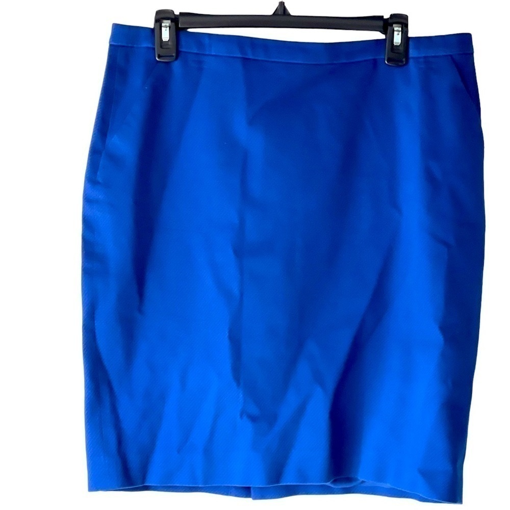 Garnet Hill Women's Plus Size Royal Blue Cotton Pencil Short Mini Skirt, Sz 14